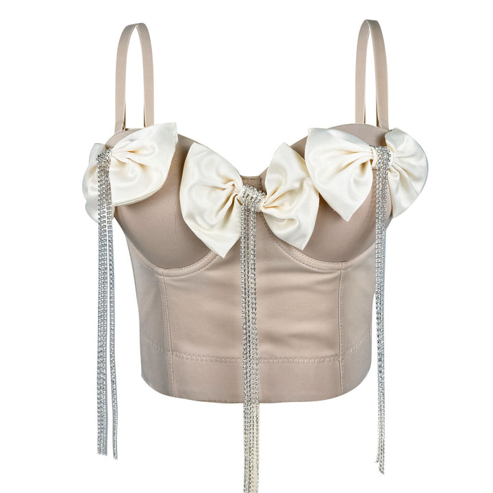 Levoire | Corset élégant avec des rubans doubles et des strass Abricot