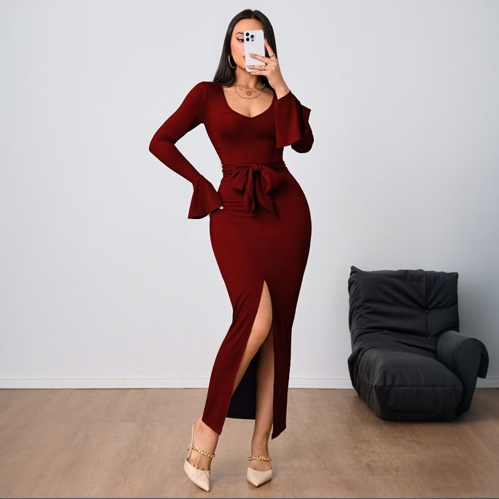 Robe femme avec décolleté en V et manches évasées Levoire