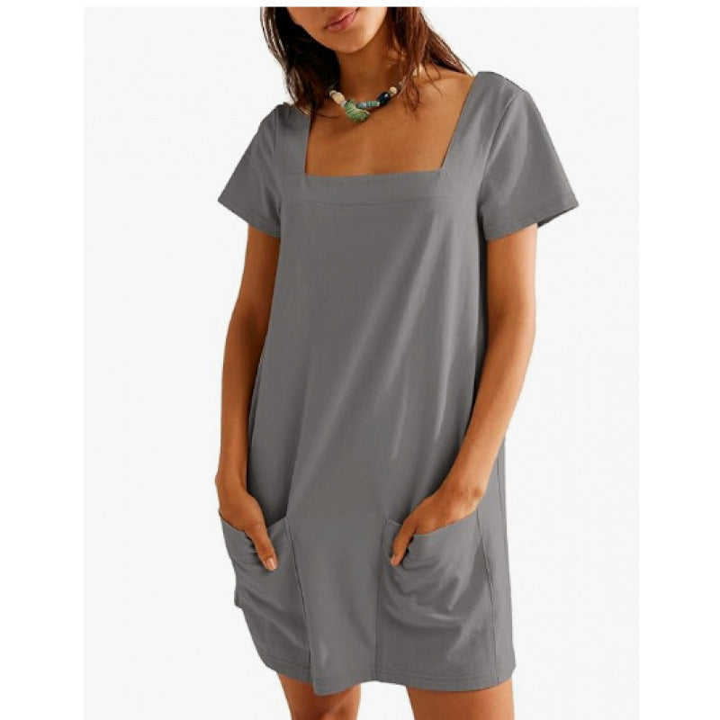 Levoire | Robe fourreau à encolure carrée à manches courtes Gris