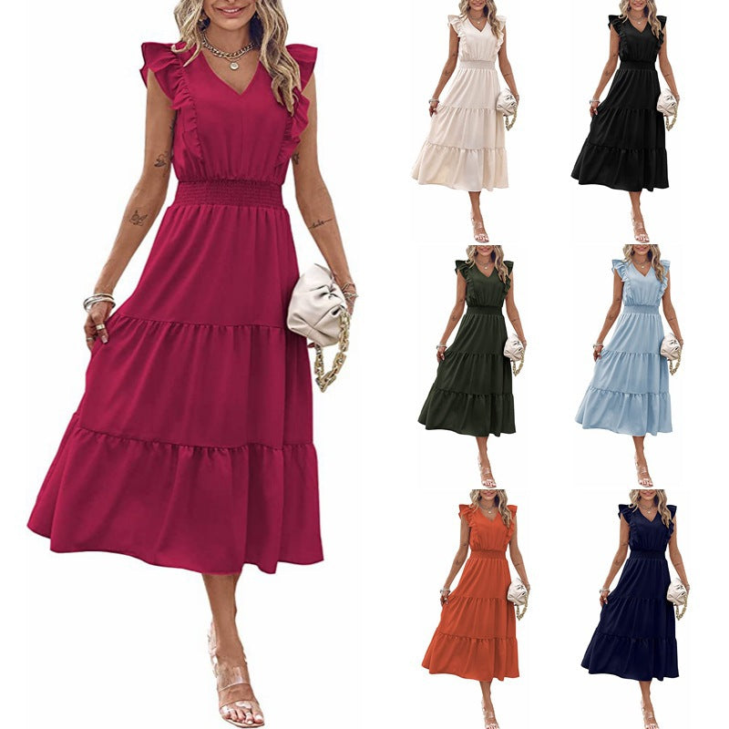 Robe à manches longues pour femmes avec manches bouffantes et jupe volumineuse Levoire
