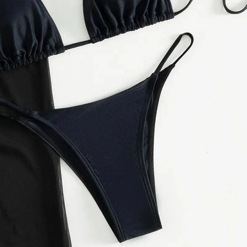 Levoire | Ensemble de bikini trois pièces pour femmes avec décolleté américain