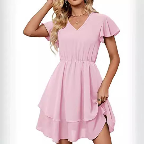 Robe décontractée femme avec jupe flottante et manches froncées Levoire