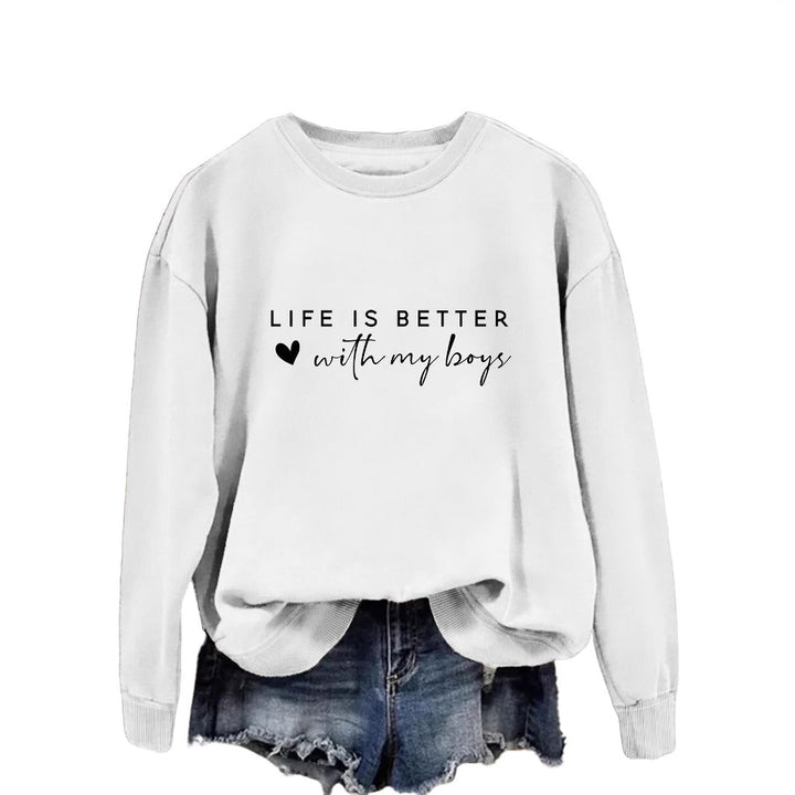 Pull femme confortable à col rond avec impression inspirante Levoire