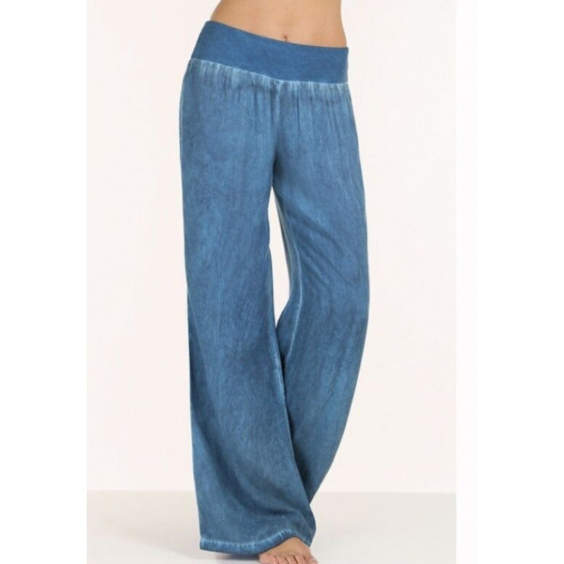 Pantalons amples et fluides pour femmes avec taille élastique et look denim tendance Levoire