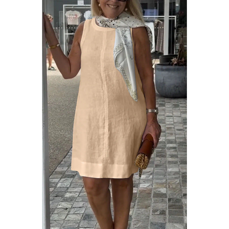 Levoire | Modèle décontracté Robe Uni Col rond - Robe Kaki