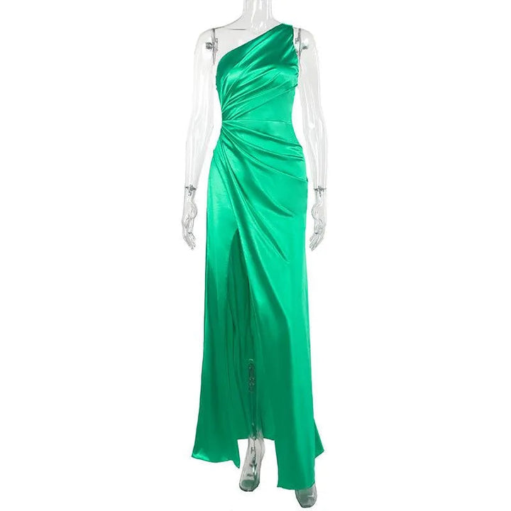Levoire | Robe femme en satin avec décolleté et bretelle asymétrique