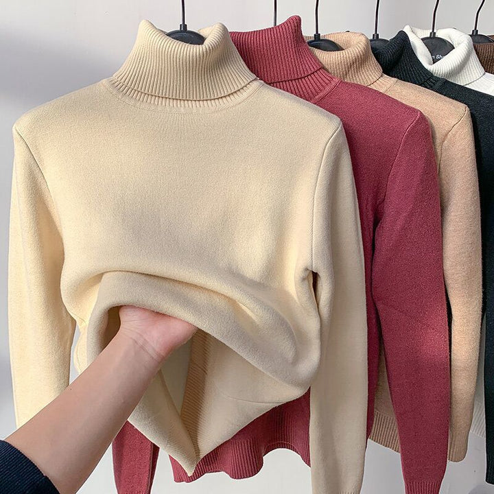 Levoire | Pull À Col Roulé Avec Doublure En Teddy Abricot