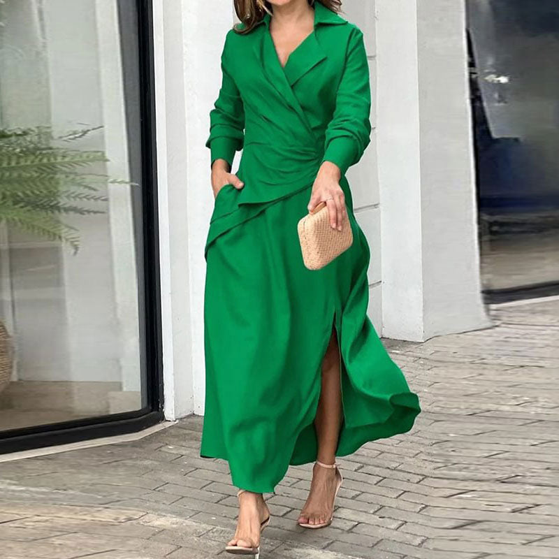 Robe élégante à enrouler pour femmes avec coupe cintrée et manches longues Levoire