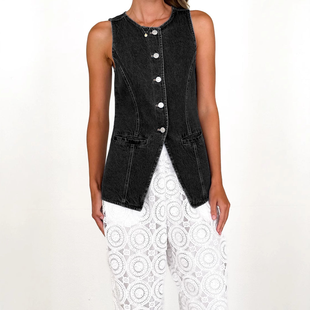 Gilet en denim pour femmes avec coupe ajustée et détails boutonnés Levoire