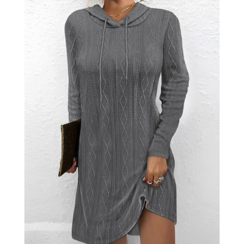 Robe en tricot pour femmes avec capuche et motif texturé Levoire