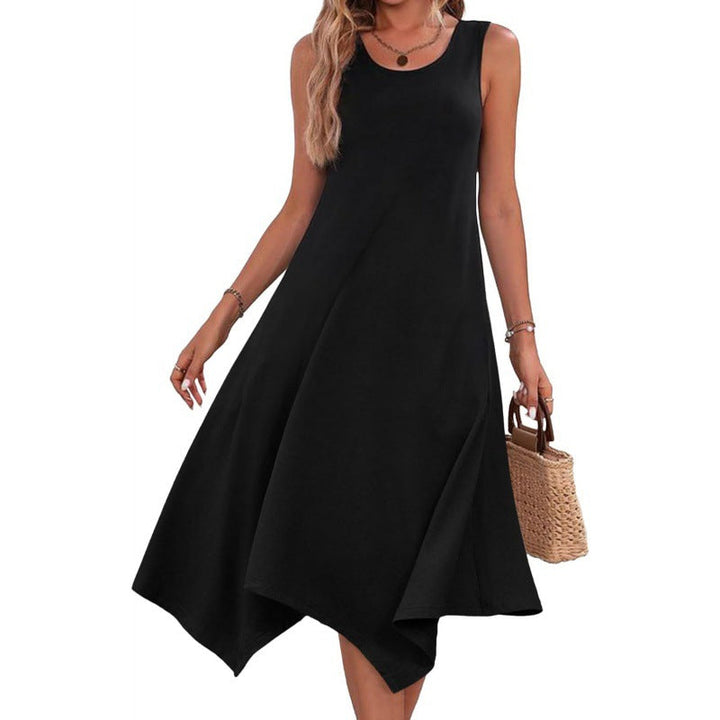 Levoire | Chic Fashion Imprimé Sans Manches Robe À Ourlet Irregular noir