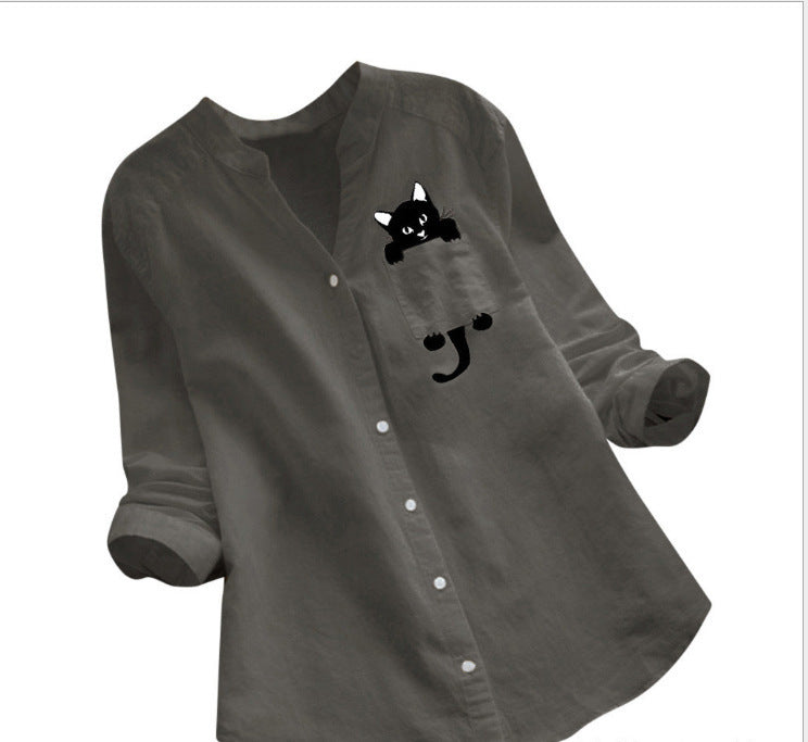 Blouse tendance pour femmes avec motif de chat amusant Levoire