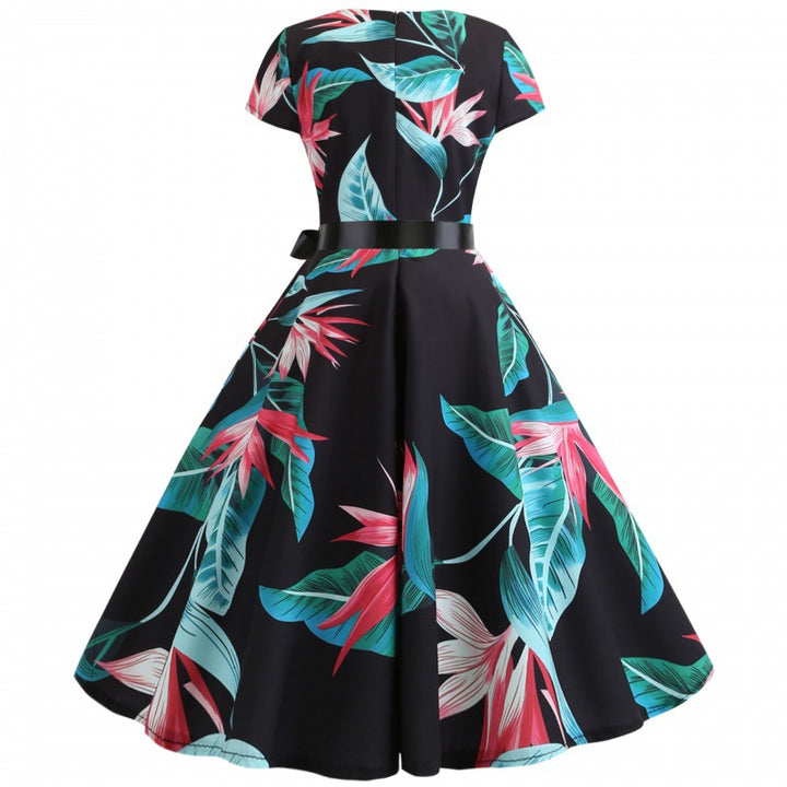 Robe évasée pour femme avec imprimé floral et ceinture à la taille Levoire