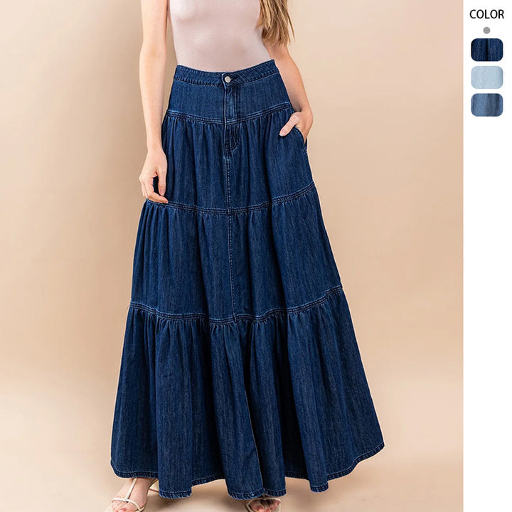 Robe maxi pour femmes au style décontracté et avec des volants volumineux Levoire