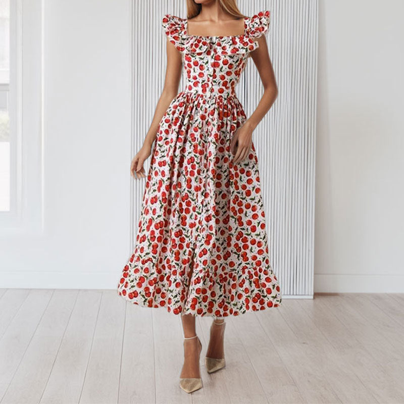 Robe maxi femme avec volants et imprimé floral Levoire