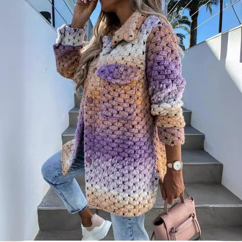 Gilet confortable pour femmes avec un dégradé joyeux et de grandes boutons Levoire