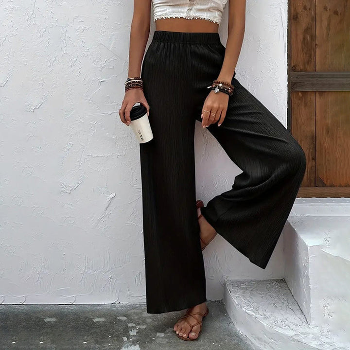 Levoire | Pantalon D'Été Élégant Et Léger Pour Femmes Avec Jambe Évasée Noir