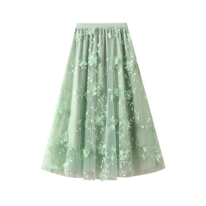 Jupon en tulle pour femmes avec des détails de broderie florale et une taille élastique Levoire