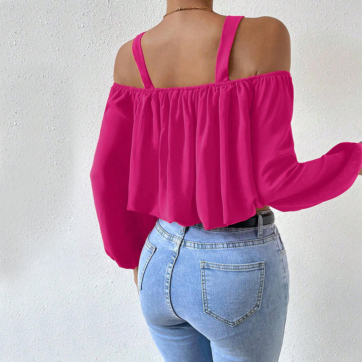 Blouse féminine à épaules dénudées avec bretelles décoratives et élégante fronce Levoire