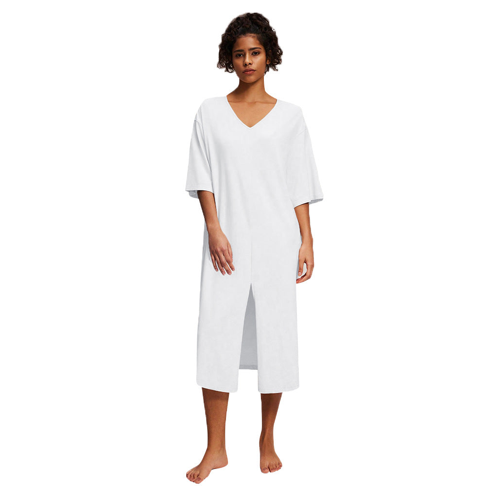 Robe midi décontractée pour femme avec décolleté en V profond et fente latérale Levoire