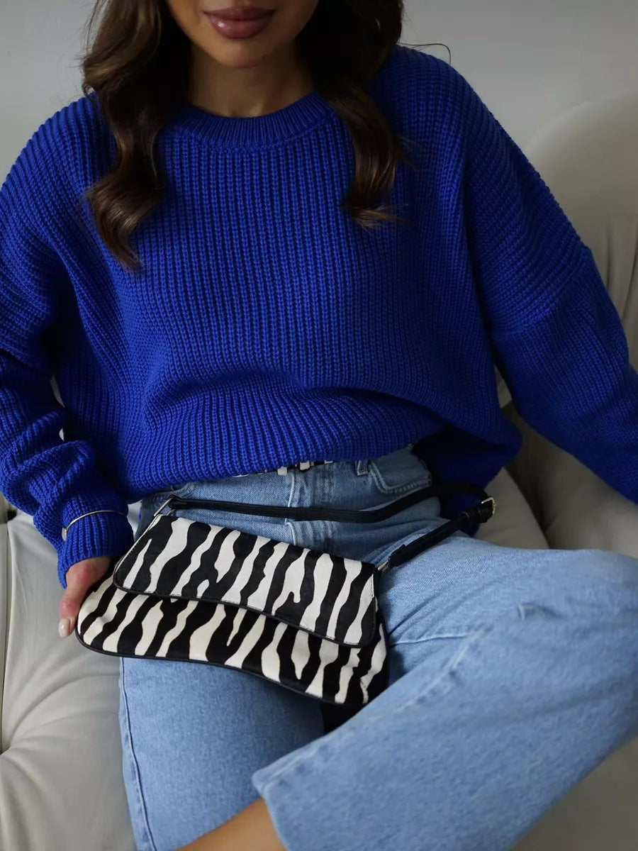 Levoire | Confortable, ample pull en tricot en laine Bleu