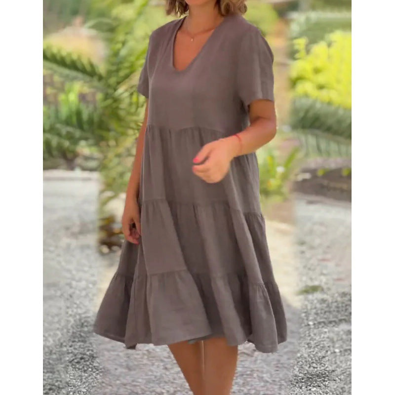Levoire | Rento V-découpe Yuni Couleur Solide Jupe Évasée Courte Robe