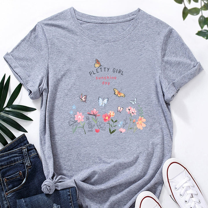 T-shirt pour femmes avec imprimé floral ludique et imprimé élégant Levoire