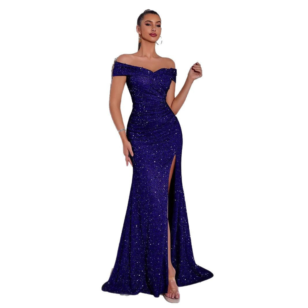 Robe de soirée élégante pour femme avec design décolleté et sequins scintillants Levoire