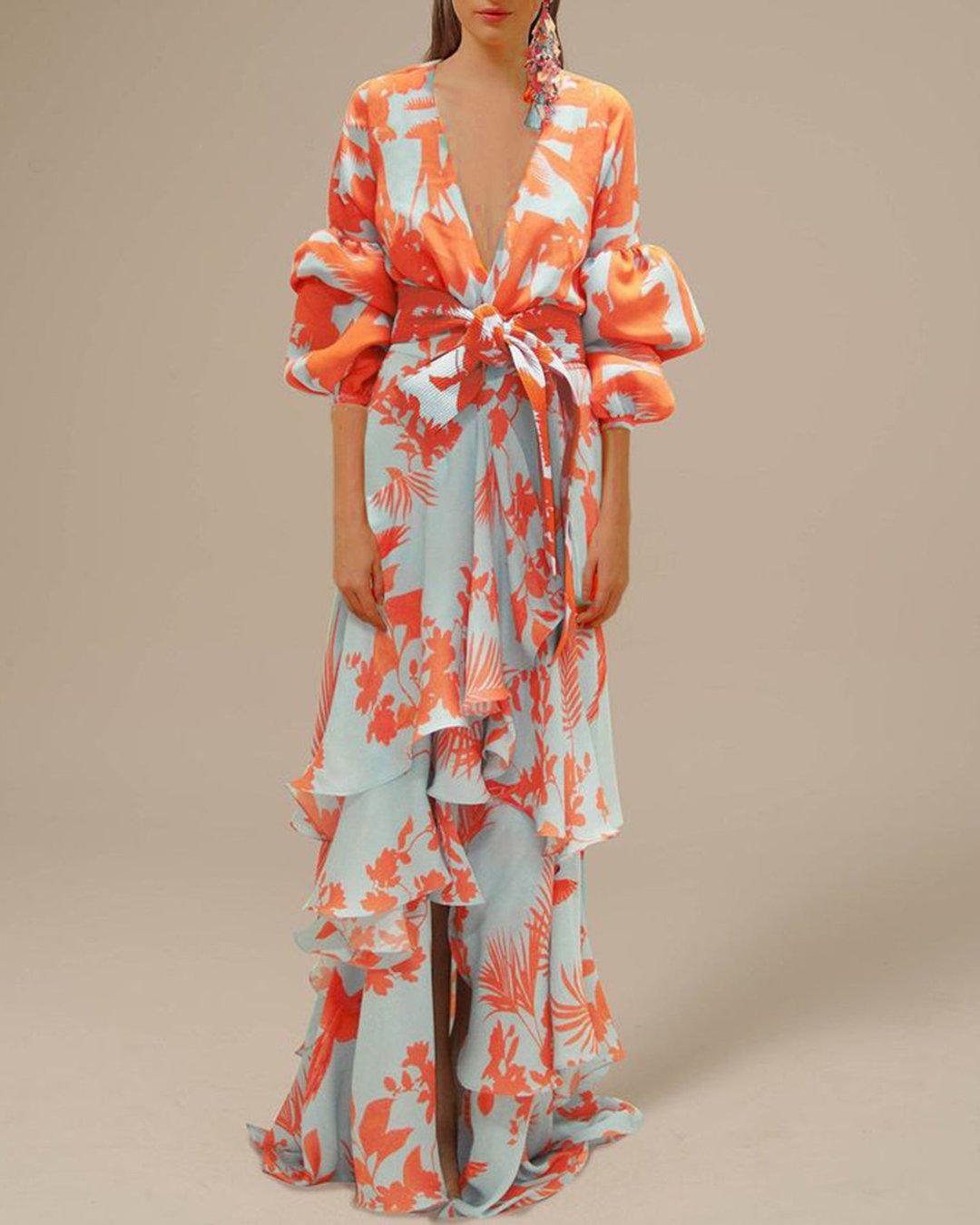 Levoire | Robe De Fête En Chiffon Imprimé Orange