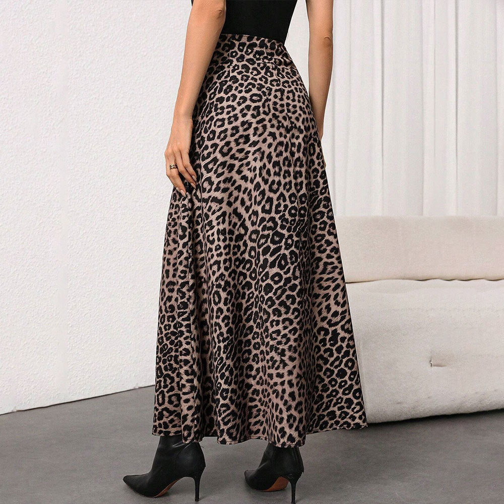 Jupe maxi pour femmes avec un motif léopard élégant et une taille haute Levoire