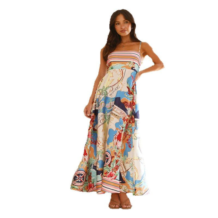 Robe d'été longue pour femme avec un design patchwork coloré et des poches pratiques Levoire
