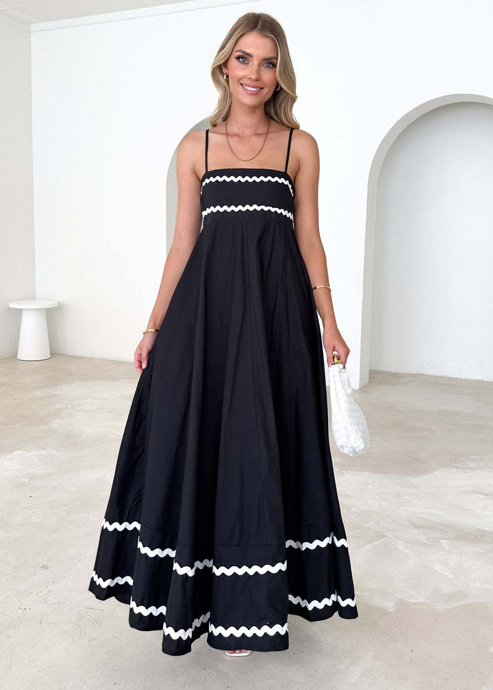 Robe maxi d'été pour femmes en coupe A-line élégante avec des ornements décoratifs sophistiqués Levoire