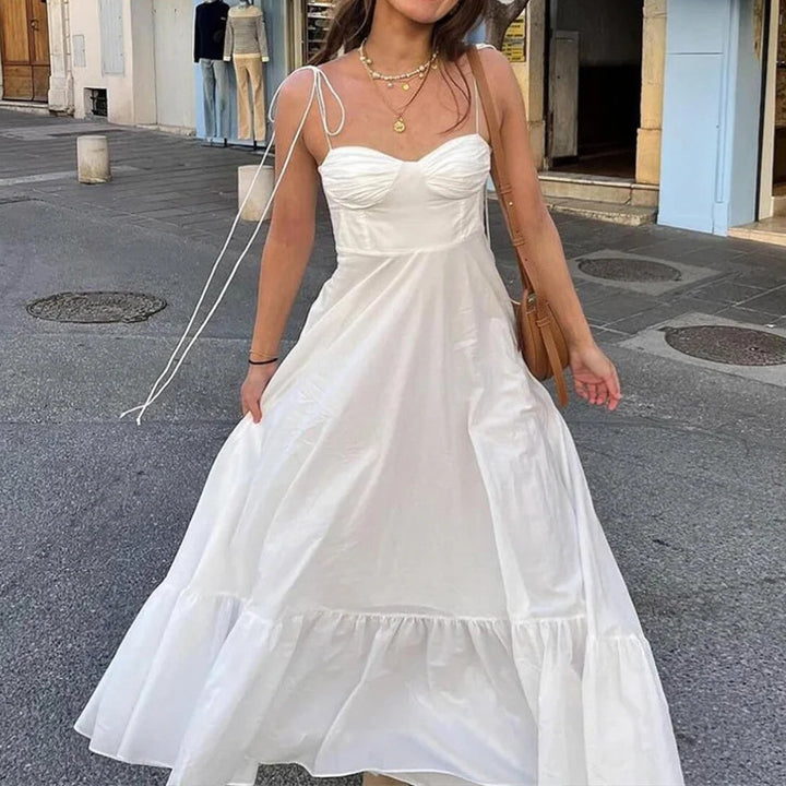 Robe maxi femme avec bretelles tombantes et jupe volumineuse Levoire