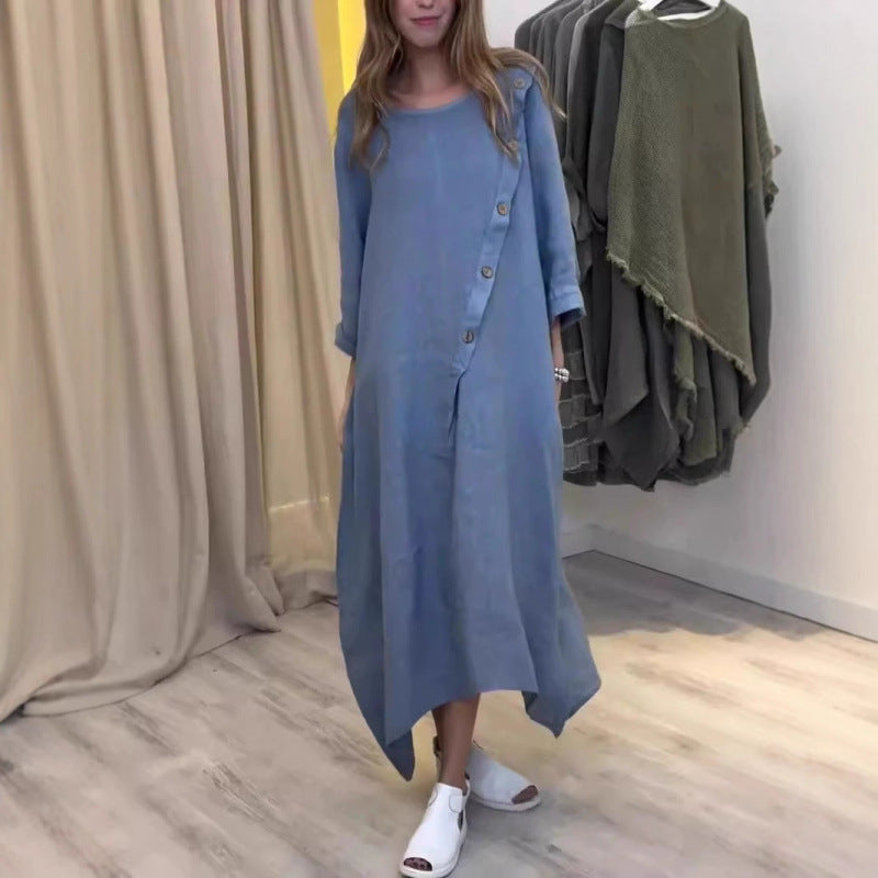 Levoire | Rennon Col Ronde Robe à Manches Longues Bleu