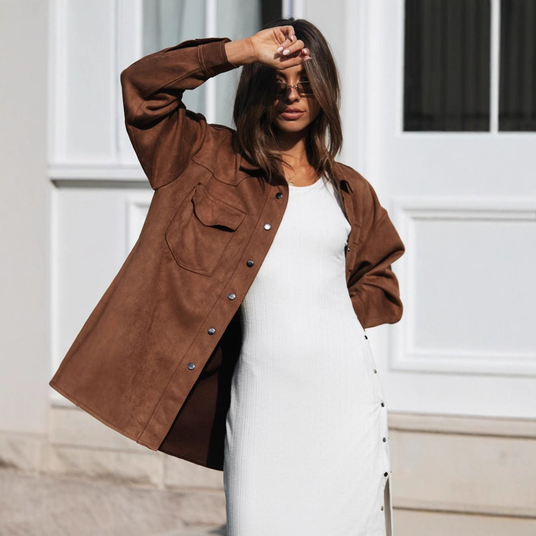 Blouse surdimensionnée pour femmes en imitation suède douce Levoire