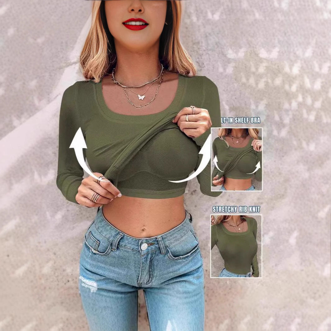 Chemise à manches longues cropped pour femmes avec débardeur intégré Levoire