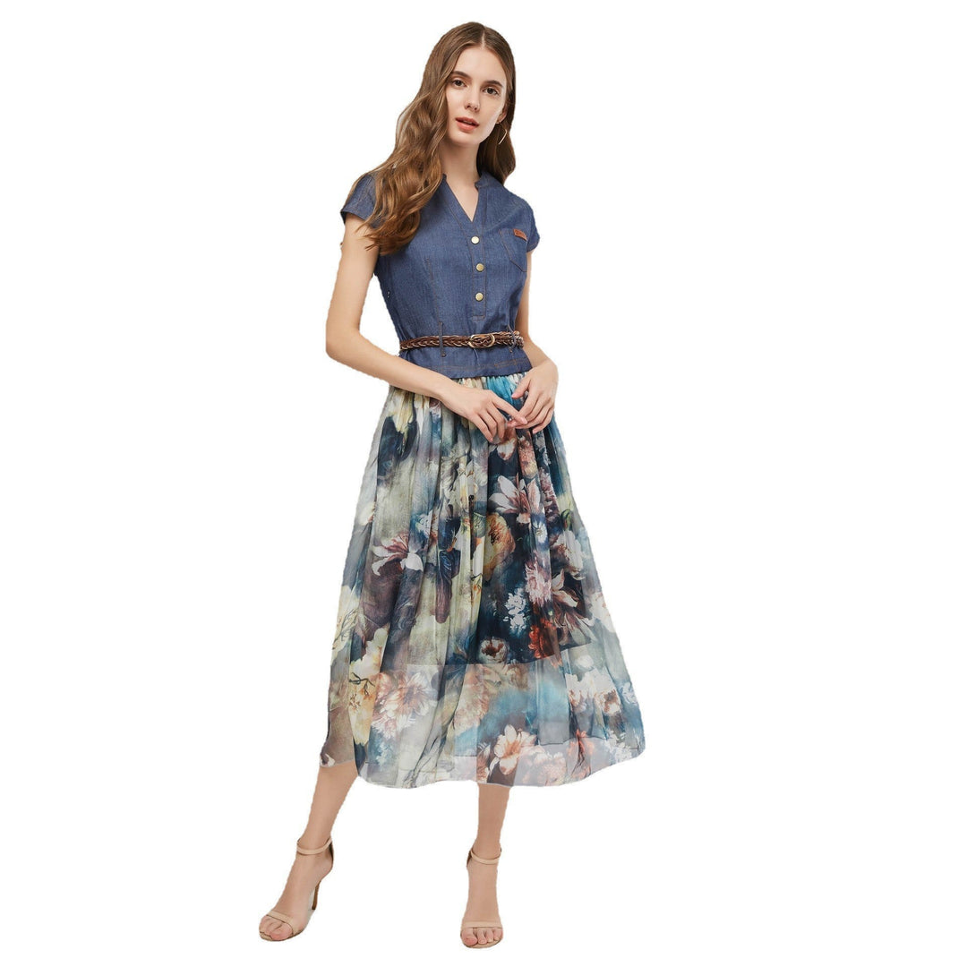 Levoire | Robe midi sans manches à imprimé patchwork élégant