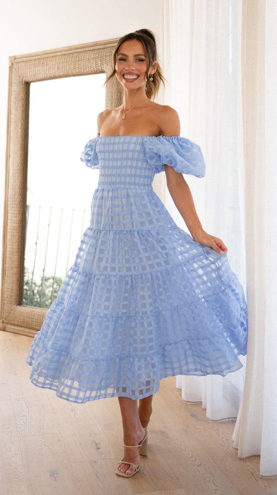 Robe maxi pour femmes avec des manches bouffantes aérées et un corsage froncé Levoire