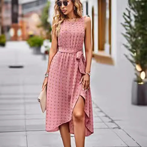 Robe portefeuille pour femme avec des points brillants et ceinture à la taille Levoire