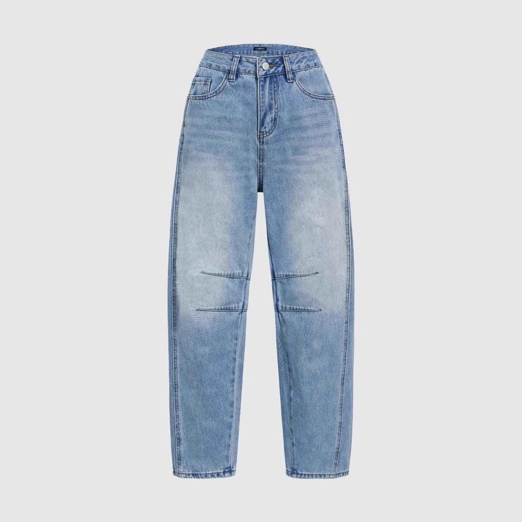 Jean femme ample au look vintage avec ourlet effiloché Levoire