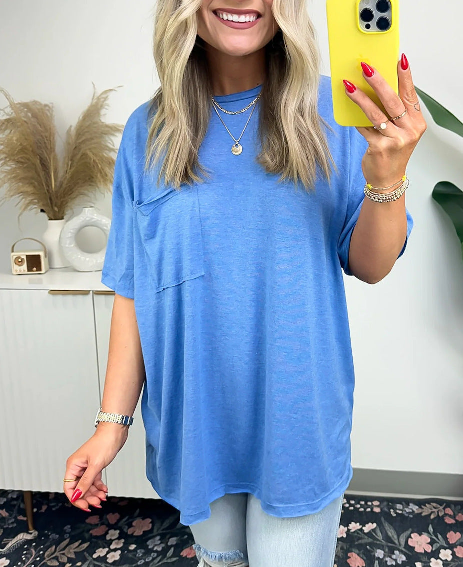 T-shirt ample décontracté pour femmes avec poche Levoire