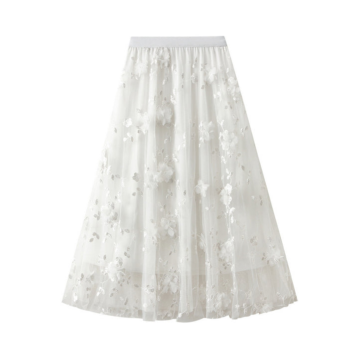 Jupon en tulle pour femmes avec des détails de broderie florale et une taille élastique Levoire