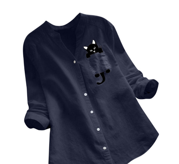 Blouse tendance pour femmes avec motif de chat amusant Levoire