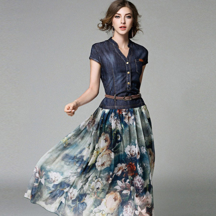 Levoire | Robe midi sans manches à imprimé patchwork élégant