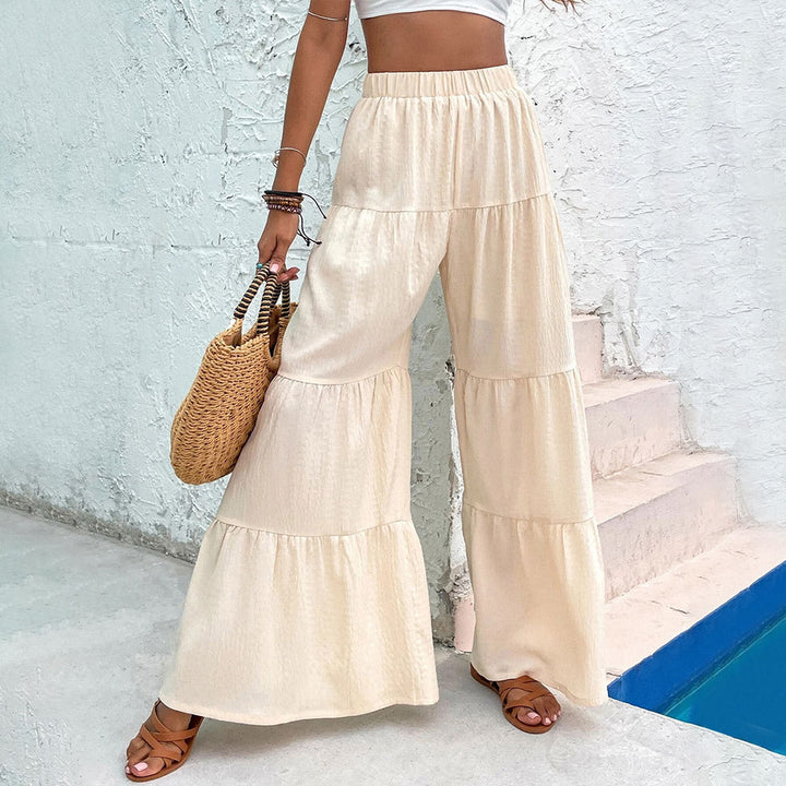 Pantalons palazzo larges pour femmes avec design en couches et ceinture élastique Levoire
