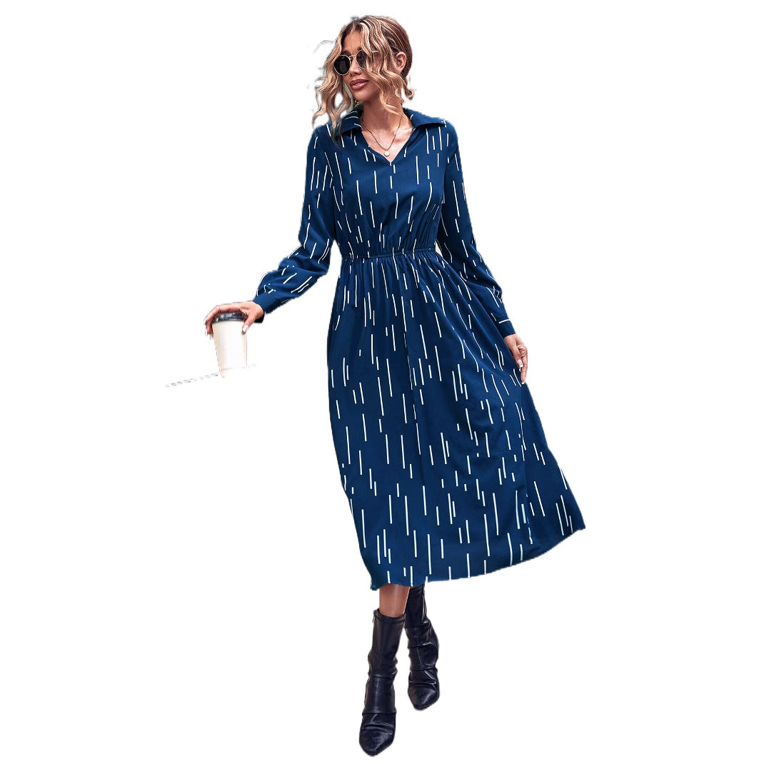 Robe midi pour femmes avec un col élégant et une taille élastique Levoire