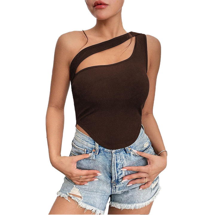 Body asymétrique pour femmes avec de fines bretelles spaghetti et tissu élastique Levoire