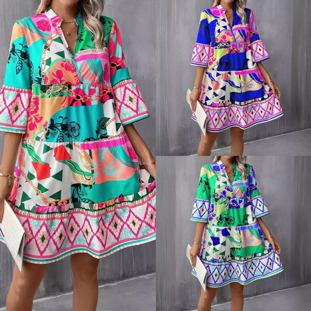 Levoire | Élégante robe-blouse à volants à manches cinq points