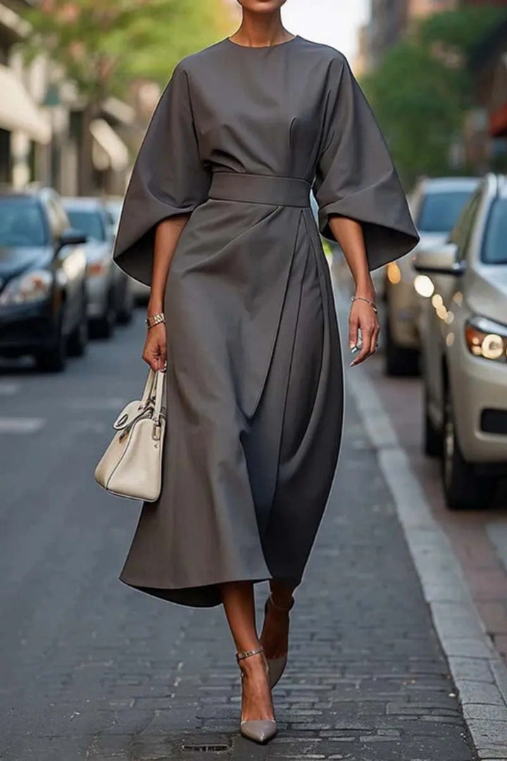 Levoire | Lgante Robe Avec Belt De Taille Gris
