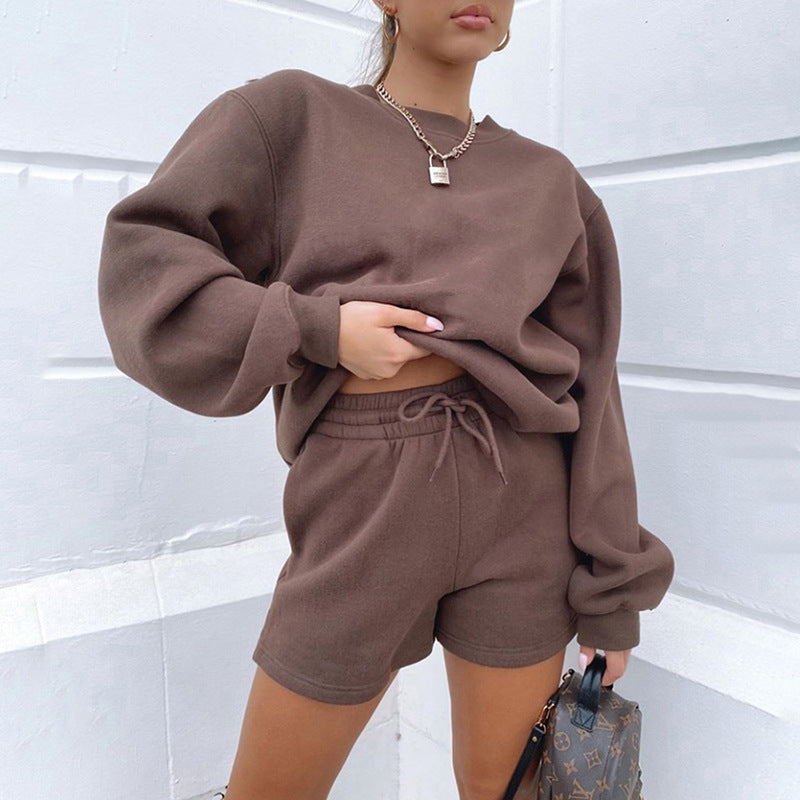 Levoire | Ensemble de sweat à col rond polyvalent et shorts
